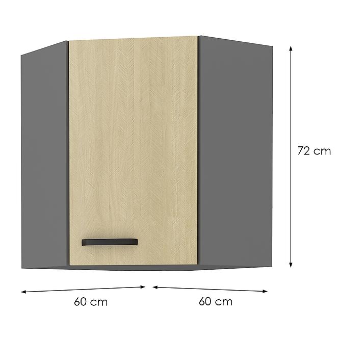 Konyhaszekrény SCANDI halszálkás/Antracit 60X60 GN-72 2F (45°)