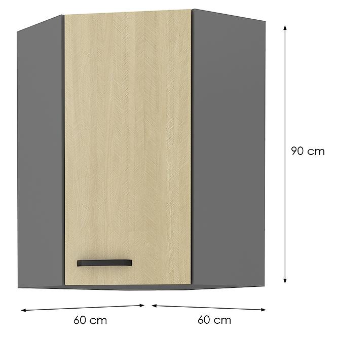 Konyhaszekrény SCANDI halszálkás/Antracit 60X60 GN-90 1F (45°)