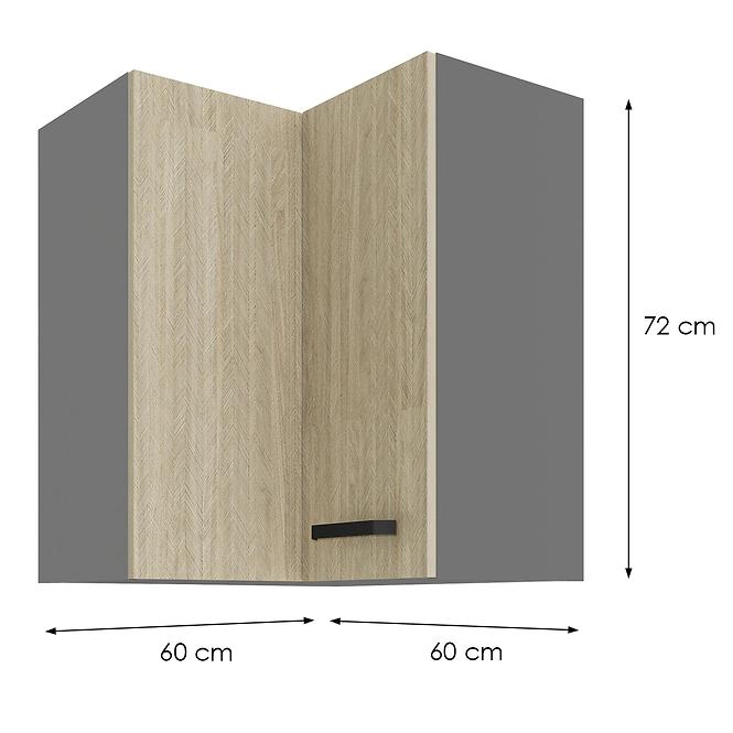 Konyhaszekrény SCANDI halszálkás/Antracit 60X60 GN-72 2F (90°)