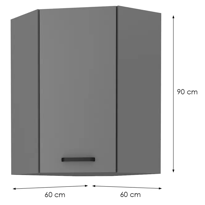 Konyhaszekrény NESSA Antracit 60X60 GN-90 1F (45°)