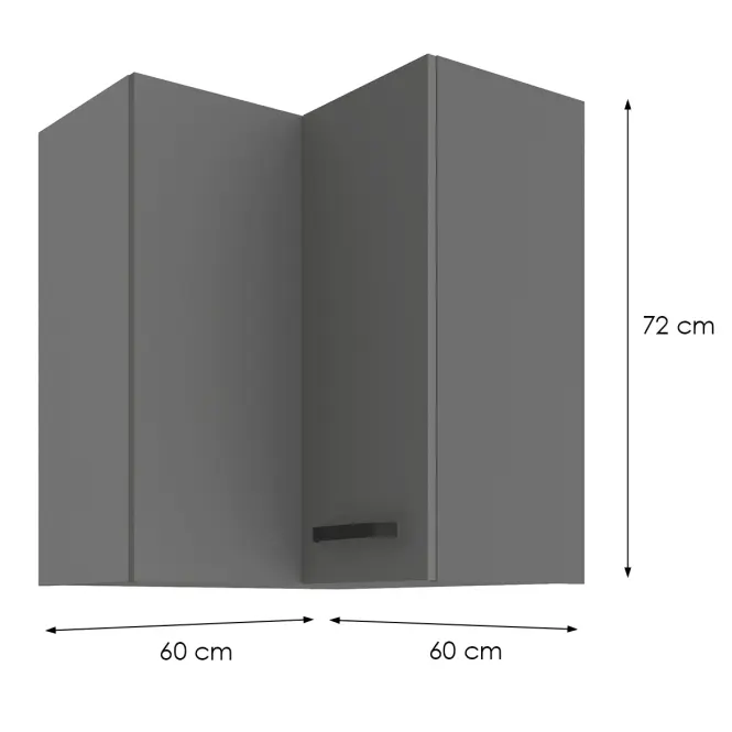 Konyhaszekrény NESSA Antracit 60X60 GN-72 2F (90°)