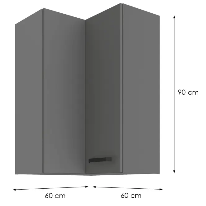 Konyhaszekrény NESSA Antracit 60X60 GN-90 2F (90°)