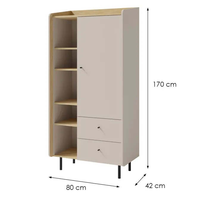 Vitrin Alessio AE5 2S1D Bézs /Tölgy,2