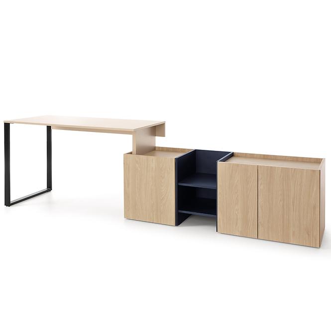 Íróasztal Sergio SE8+Komód 3D Bézs/Tölgy/Sötétkék ,3