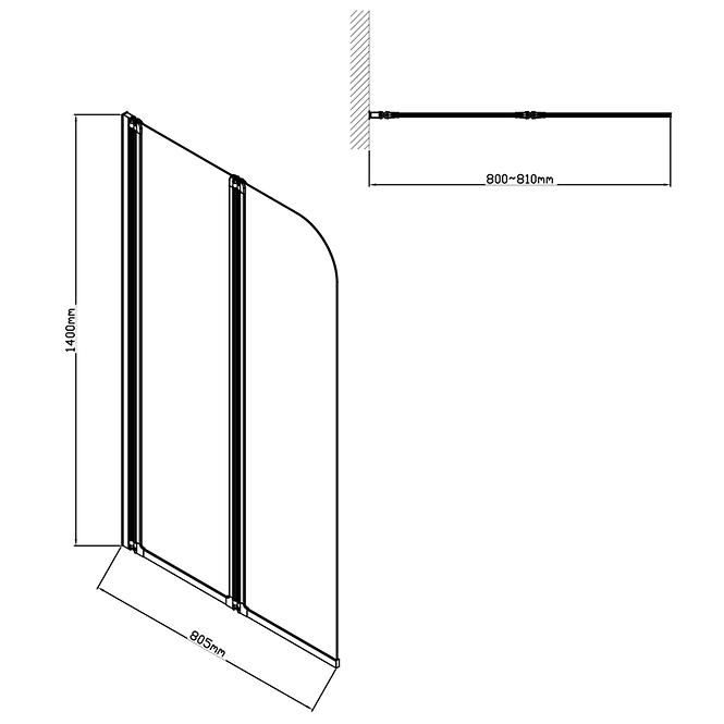 Kád üveglap Natali Black 2 HX121 ,3
