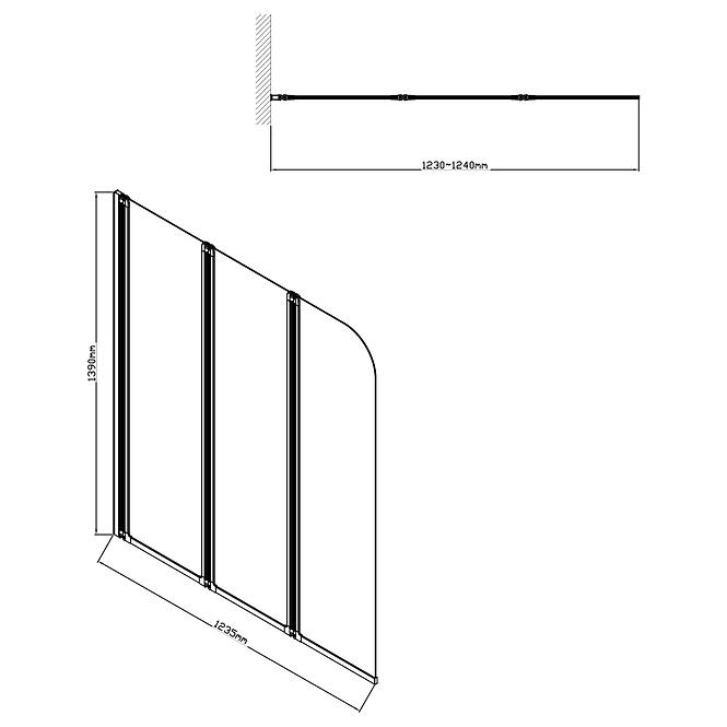 Kád üveglap Natali Black 3 HX121