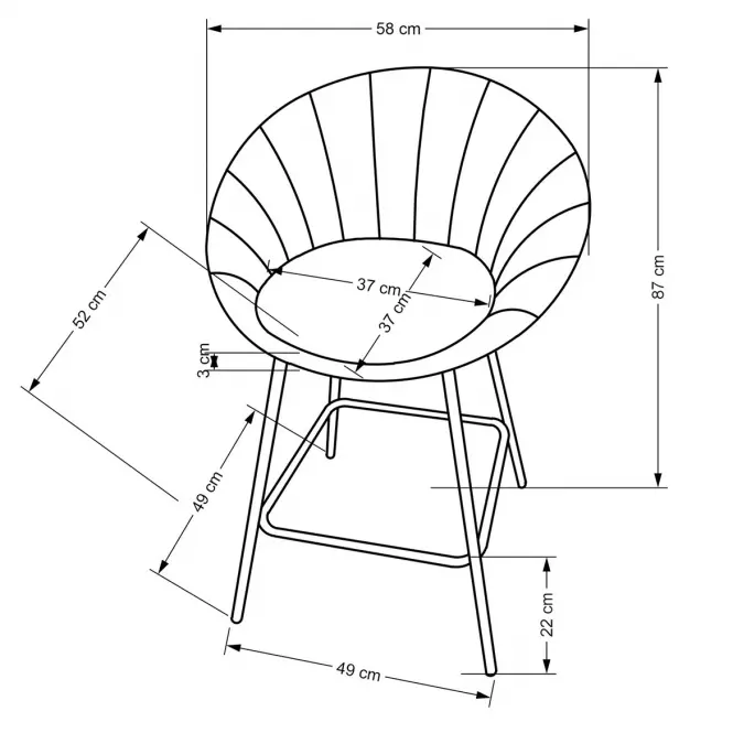 Bárszék H112 hamu/aranysárga,2