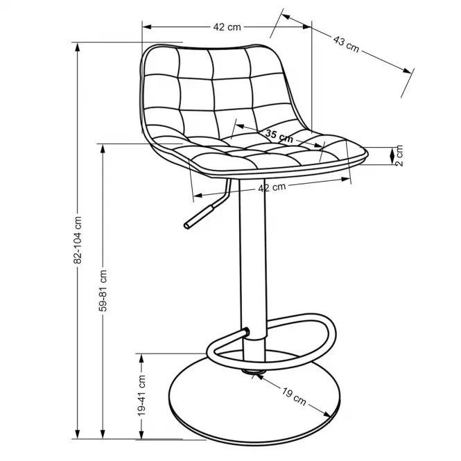 Bárszék H120 fekete/aranysárga,2