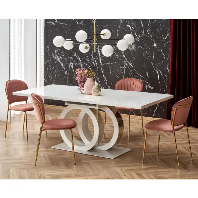Asztall Galardo 90x160 mdf - fehér/arany,11