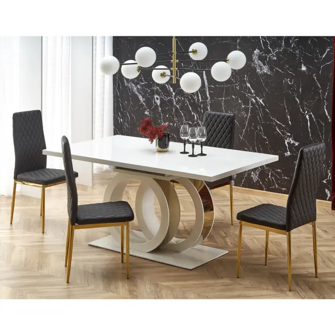 Asztall Galardo 90x160 mdf - fehér/arany
