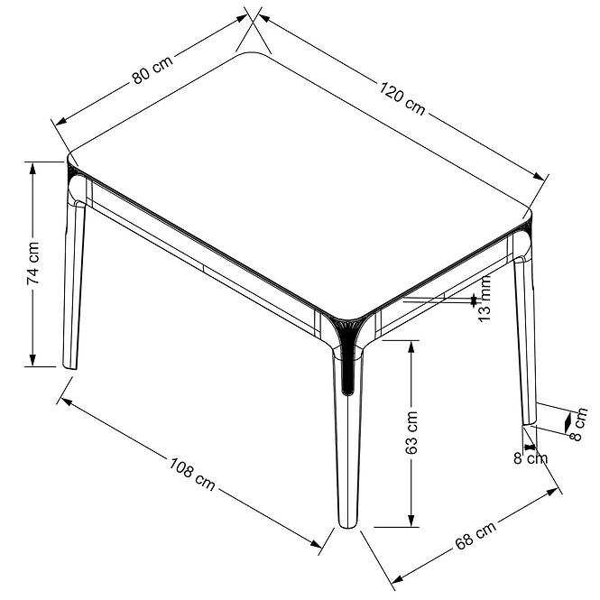 Asztall Gomez 80x120 polipropylen – füstös