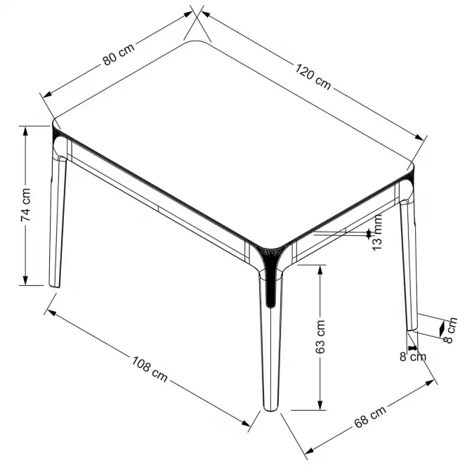 Asztall Gomez 80x120 polipropylen – füstös,8