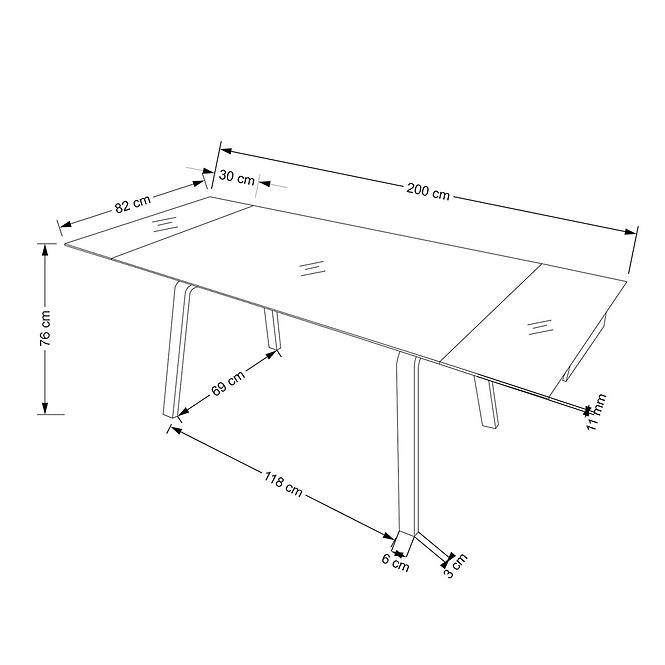 Asztall Lozano 82x140 spiek/acél – fekete üveggolyó/dió