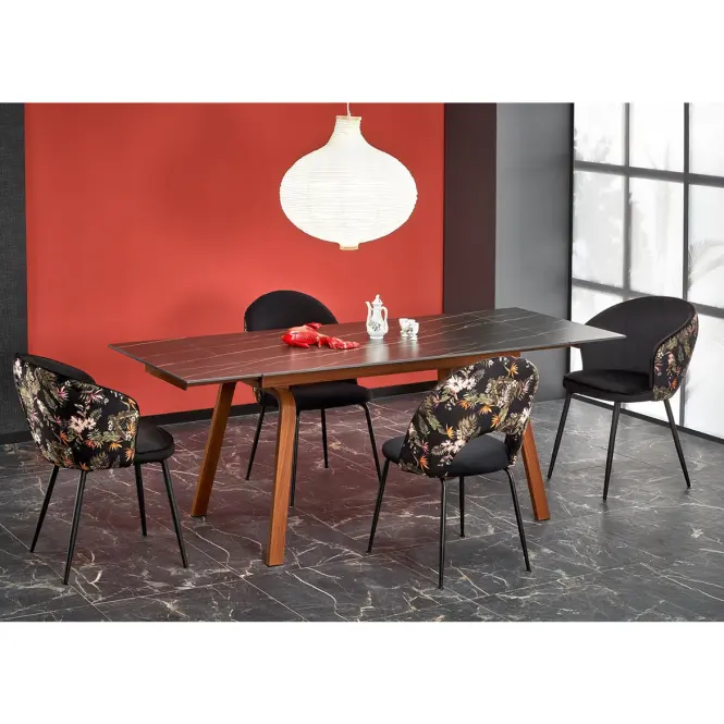Asztall Lozano 82x140 spiek/acél – fekete üveggolyó/dió,10