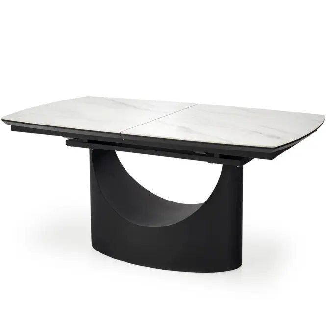 Asztall Osman 90x160 ceramika/mdf - fehér üveggolyó/fekete