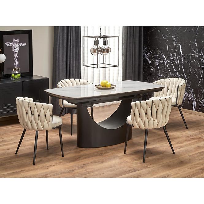 Asztall Osman 90x160 ceramika/mdf - fehér üveggolyó/fekete