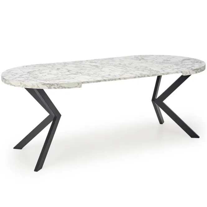 Asztall Peroni 100x250 lap/acél – fehér üveggolyó/fekete