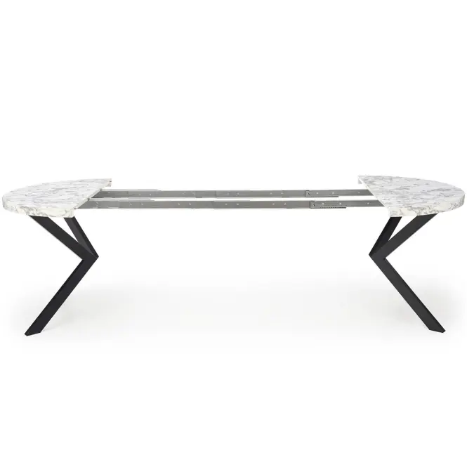 Asztall Peroni 100x250 lap/acél – fehér üveggolyó/fekete