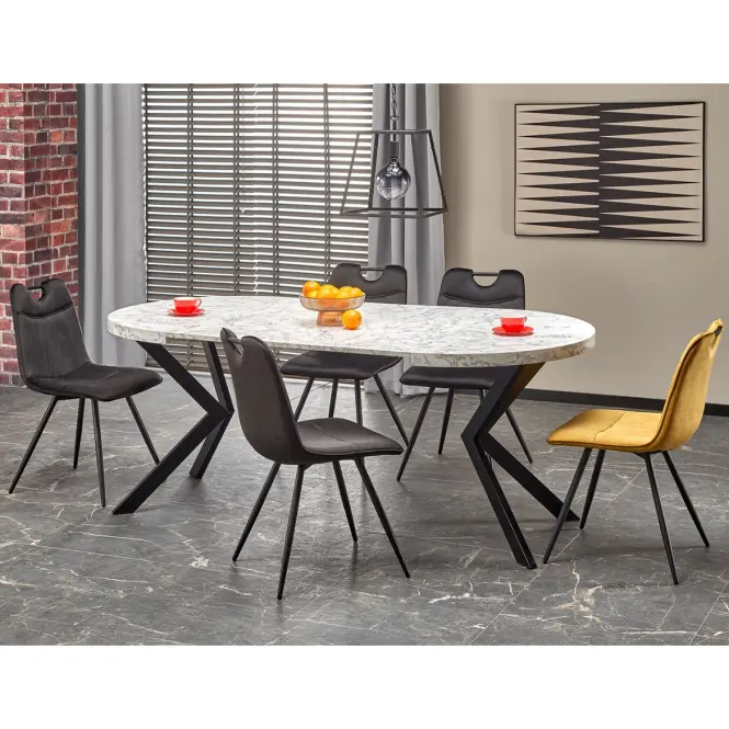 Asztall Peroni 100x250 lap/acél – fehér üveggolyó/fekete,10