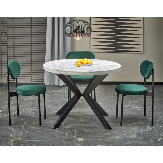 Asztall Peroni 100x250 lap/acél – fehér üveggolyó/fekete