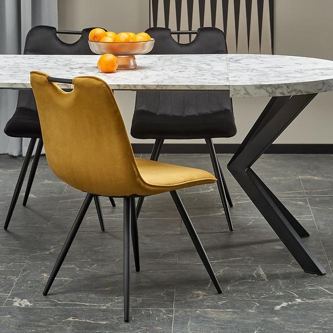 Asztall Peroni 100x250 lap/acél – fehér üveggolyó/fekete