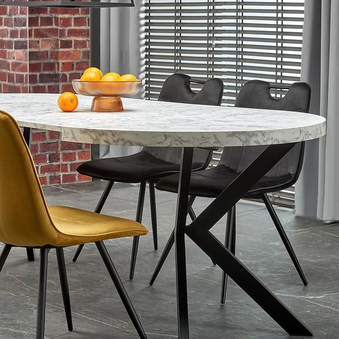 Asztall Peroni 100x250 lap/acél – fehér üveggolyó/fekete
