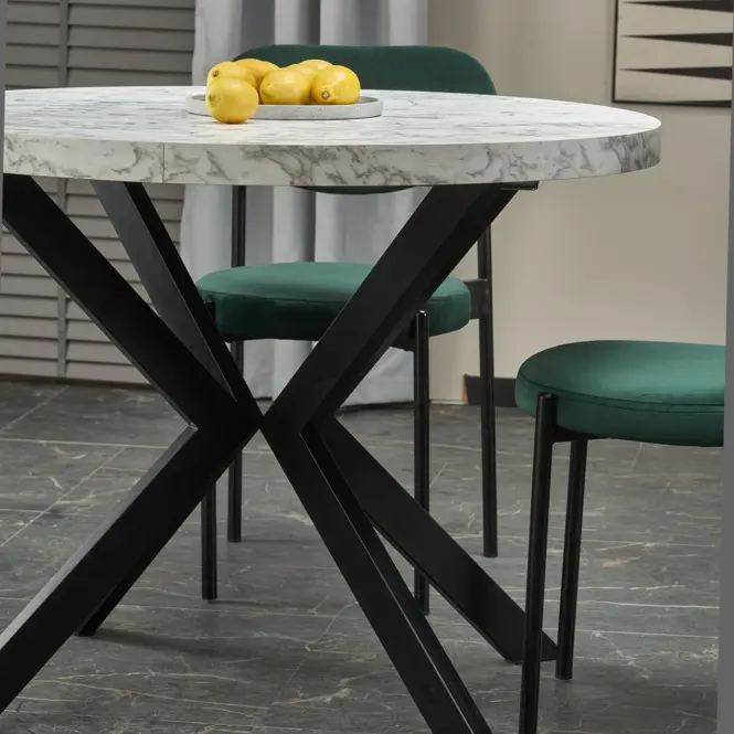 Asztall Peroni 100x250 lap/acél – fehér üveggolyó/fekete