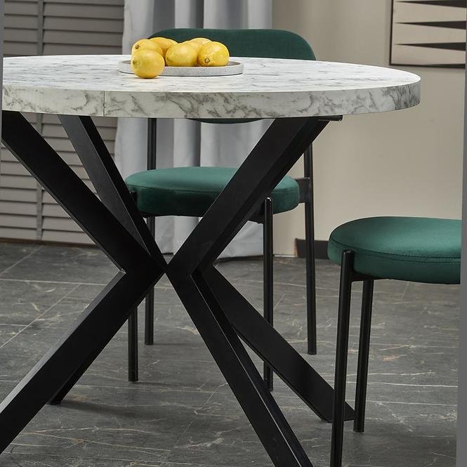Asztall Peroni 100x250 lap/acél – fehér üveggolyó/fekete