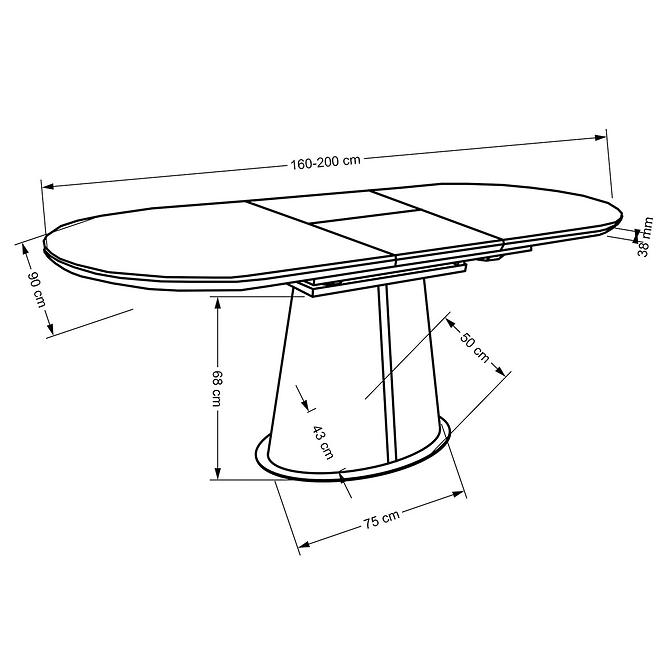 Asztall Robinson 90x160 ceramika/mdf – beżowy üveggolyó/capuc