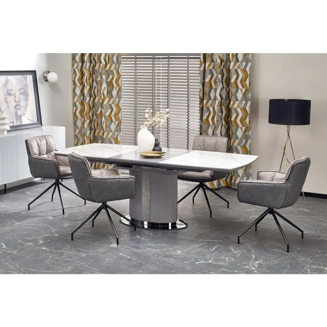 Asztall Dancan 90x160 ceramika/mdf – üveggolyó/hamu