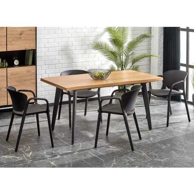 Asztall Dickson 2 88x150 mdf/acél – természetes/fekete,10