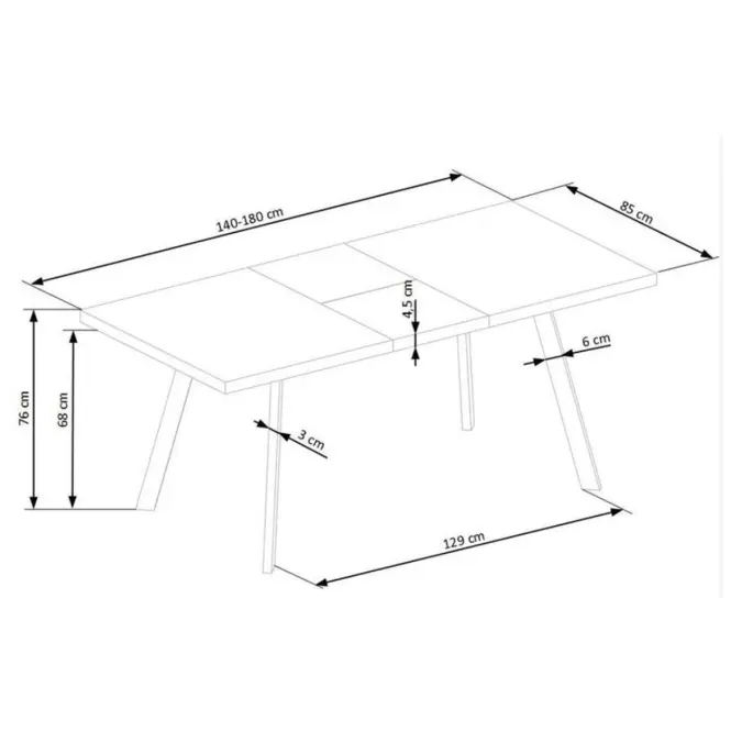 Asztall Berlin 90x160 mdf/acél – méz dió/fekete