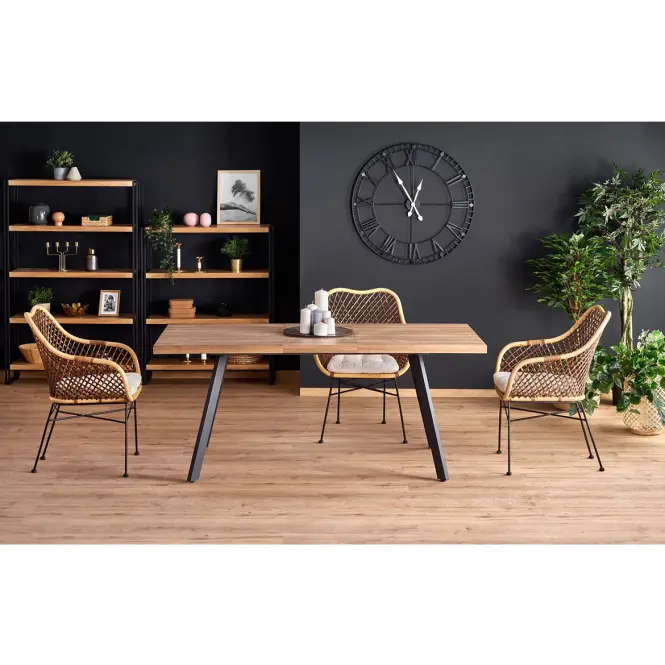 Asztall Berlin 90x160 mdf/acél – méz dió/fekete