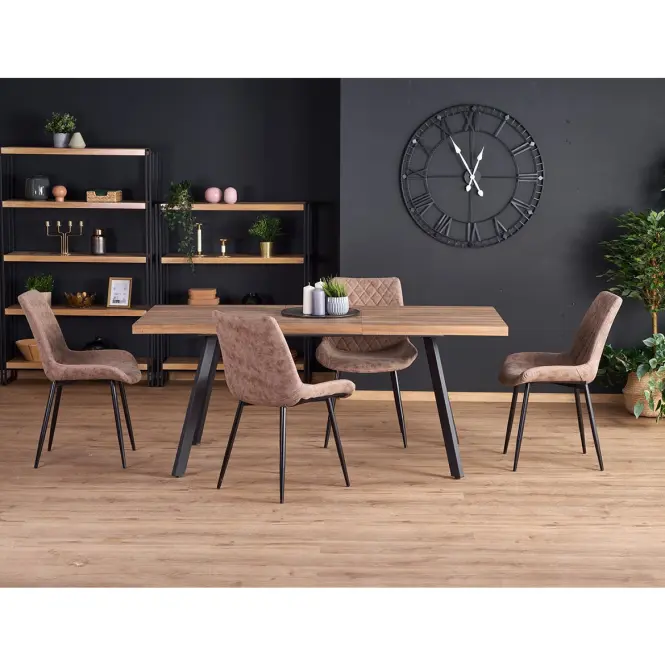 Asztall Berlin 90x160 mdf/acél – méz dió/fekete,15