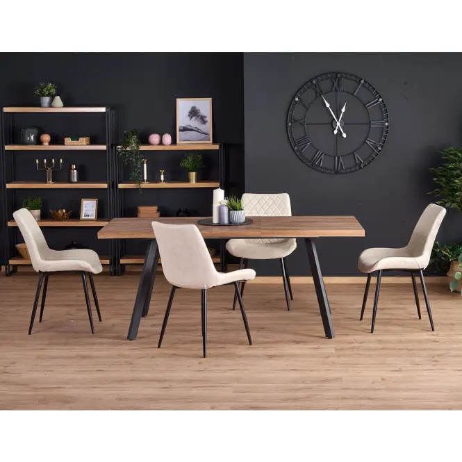 Asztall Berlin 90x160 mdf/acél – méz dió/fekete,16