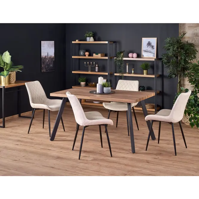 Asztall Berlin 90x160 mdf/acél – méz dió/fekete