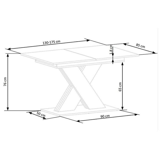 Asztall Xarelto 85x130 lap- tölgy lancelot/fehér