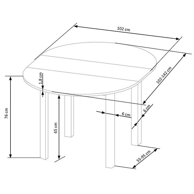 Asztall Ringo 102x142 lap/mdf – tölgy craft