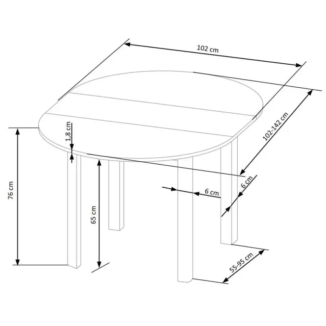 Asztall Ringo 102x142 lap/mdf – tölgy craft,2