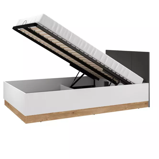 Ágy Torino 120+Fém váz lifttel  1201 fehér/tölgy castello/grafit,2