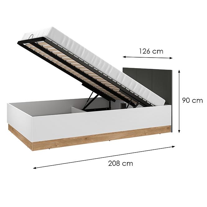 Ágy Torino 120+Fém váz lifttel  1201 fehér/tölgy castello/grafit