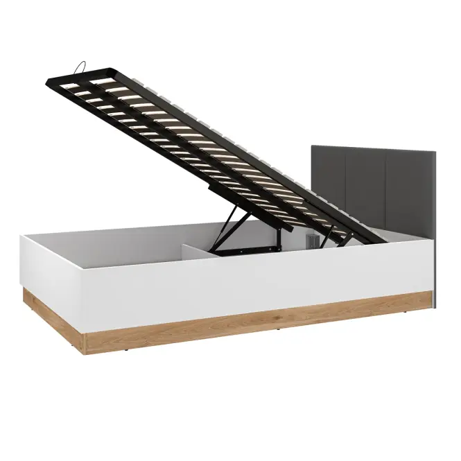 Ágy Torino 120+Fém váz lifttel  1201 fehér/tölgy castello/grafit