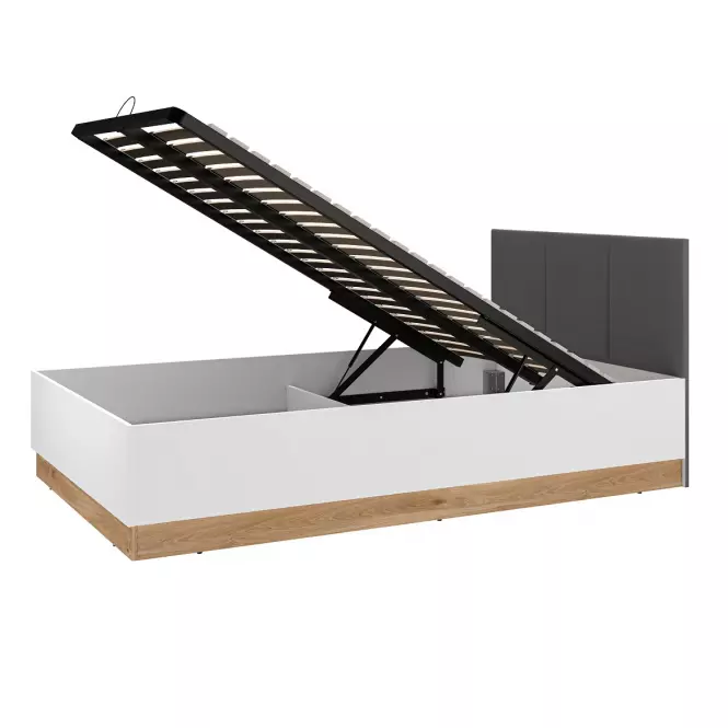 Ágy Torino 120+Fém váz lifttel  1201 fehér/tölgy castello/grafit,4