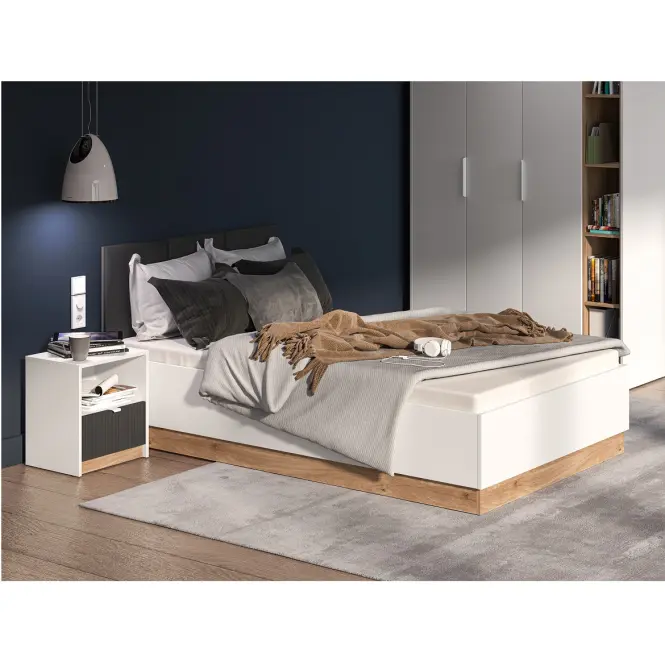Ágy Torino 120+Fém váz lifttel  1201 fehér/tölgy castello/grafit