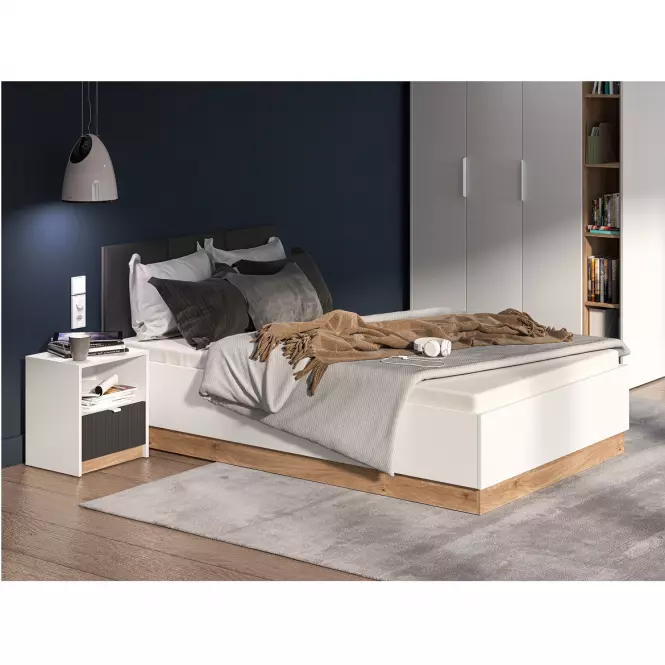 Ágy Torino 120+Fém váz lifttel  1201 fehér/tölgy castello/grafit,6