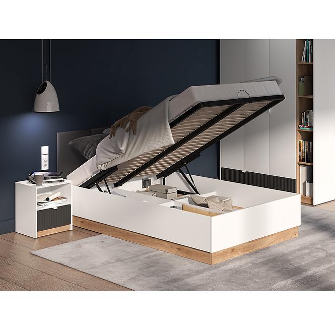 Ágy Torino 120+Fém váz lifttel  1201 fehér/tölgy castello/grafit