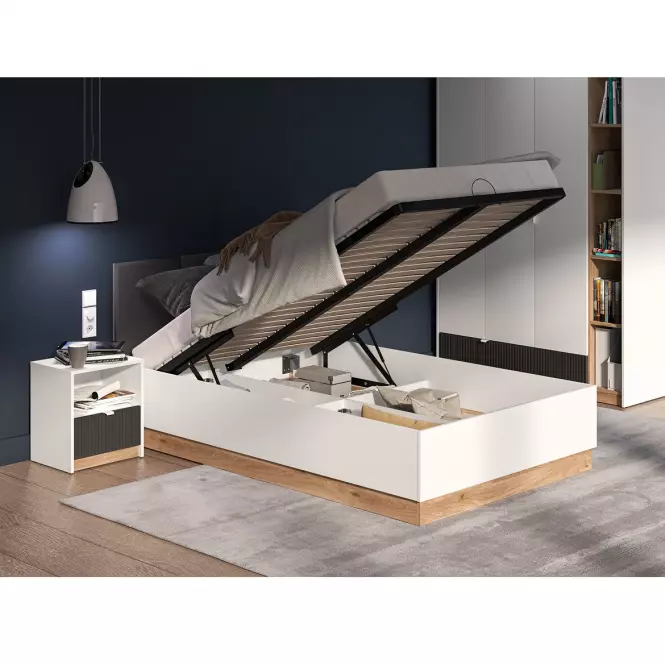 Ágy Torino 120+Fém váz lifttel  1201 fehér/tölgy castello/grafit,7