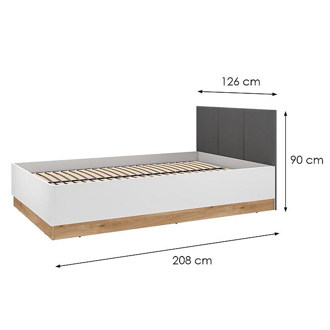 Ágy Torino 120+Fém váz Flx 1202 fehér/tölgy castello/grafit
