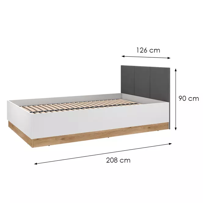 Ágy Torino 120+Fém váz Flx 1202 fehér/tölgy castello/grafit,2
