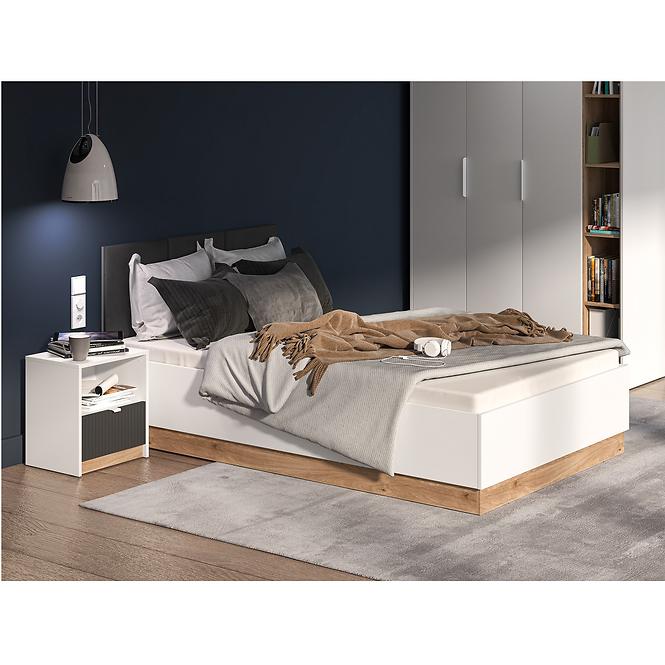 Ágy Torino 120+Fém váz Flx 1202 fehér/tölgy castello/grafit